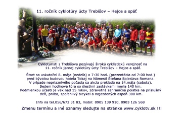 11. ročník cyklotúry úcty Trebišov – Hejce a späť