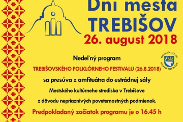 ZMENA ČASU A MIESTA PROGRAMU TREBIŠOVSKÉHO FOLKLÓRNEHO FESTIVALU