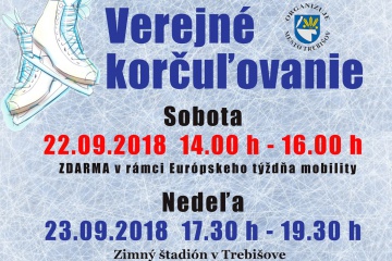 Korčuľovanie pre širokú verejnosť -22. a 23. september 2018