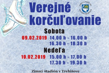 Korčuľovanie pre širokú verejnosť - 9. a 10. február 2019
