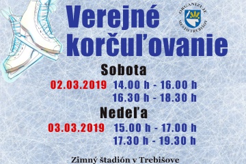 Korčuľovanie pre širokú verejnosť - 2. a 3. marca 2019