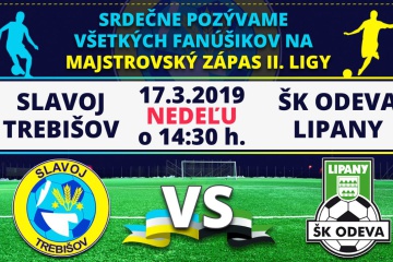 Majstrovský zápas jarnej časti II. ligy: FK Slavoj Trebišov - ŠK Odeva Lipany