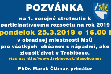 Pozvanie na 1. verejné stretnutie k participatívnemu rozpočtu