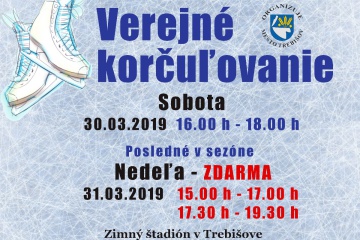 Korčuľovanie pre širokú verejnosť - 30. a 31. marca 2019 - ukončenie sezóny