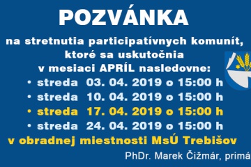 Termíny aprílových stretnutí participatívnych komunít