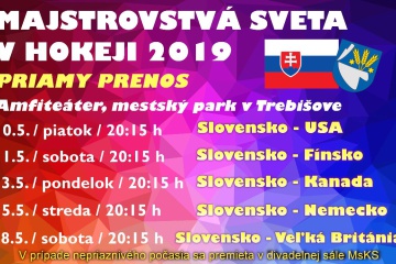 Stredajší hokejový zápas SVK - NEM bude mesto premietať v divadelnej sále