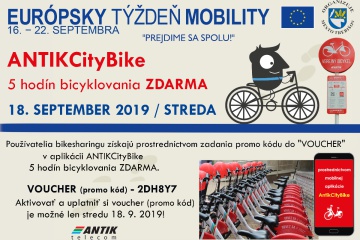 Bikesharing zdarma len 18. 9. v rámci aktivít Európskeho týždňa mobility