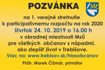 Pozvanie na 1. verejné stretnutie k participatívnemu rozpočtu 2020