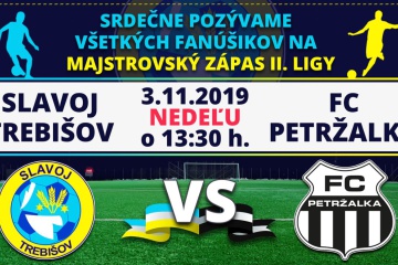 Majstrovský zápas II. ligy: Slavoj Trebišov - FC Petržalka