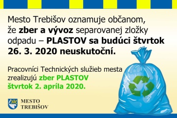 ZBER PLASTOV v meste je presunutý na 2. apríl 2020