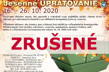 Jesenné upratovanie ZRUŠENÉ