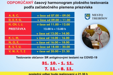CELOPLOŠNÉ TESTOVANIE V TREBIŠOVE - aktualizované