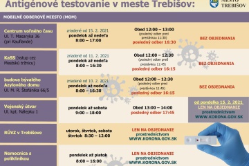 Mobilné odberové miesta (MOM) na antigénové testovanie zriadené na území Trebišova