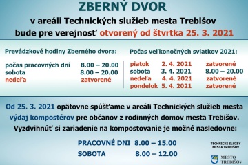 Zberný dvor v Technických službách mesta otvorený od 25. 3. 2021