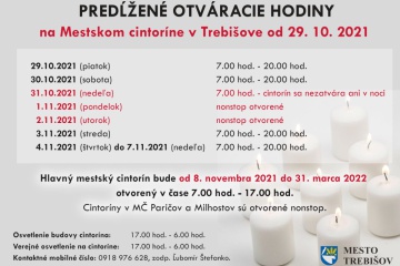 Otvorenie cintorínov od 29. 10. 2021