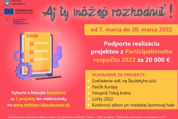 Hlasovanie za projekty PR 2022 mesto spustí 7. marca 2022