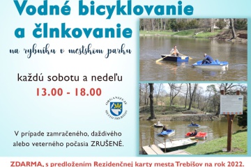 Vodné bicyklovanie a člnkovanie - každý víkend v júli a auguste