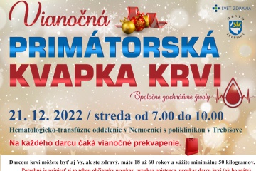 Vianočná primátorská kvapka krvi - 21. 12. 2022