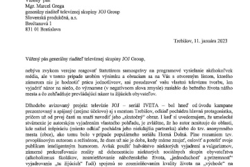 Otvorený list primátora mesta riaditeľovi JOJ Group