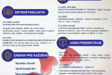 Program februárových podujatí v Zemplínskej knižnici v Trebišove
