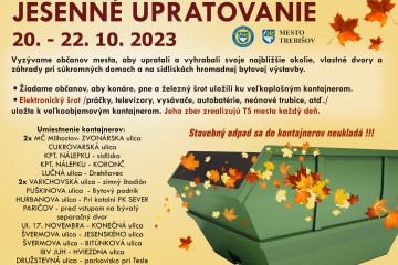 JESENNÉ UPRATOVANIE 20. - 22. 10. 2023