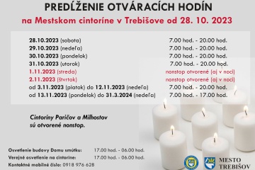 Predĺžené otváracie hodiny na hlavnom mestskom cintoríne počas dušičkového obdobia