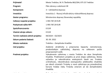 Cyklotrasa – Mesto Trebišov – I. etapa
