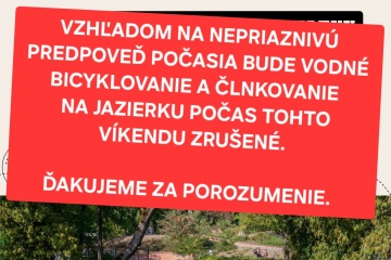 Vodné bicyklovanie a člnkovanie bude počas víkendu zrušené