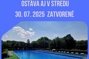 Mestské kúpalisko zostáva zatvorené aj 30.07.2025