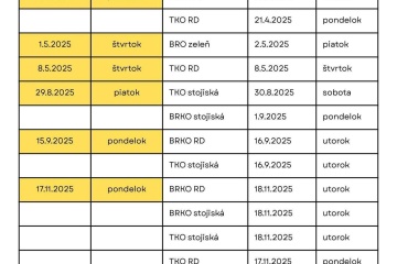 Zmena vývozu počas sviatku 15.09.2025