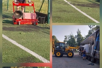 Úprava povrchu ihriska v areáli Slavoj Trebišov